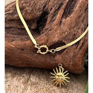18K Gold Plate Snake Necklace Charm Pendant Holder Stainless Steel jewelry